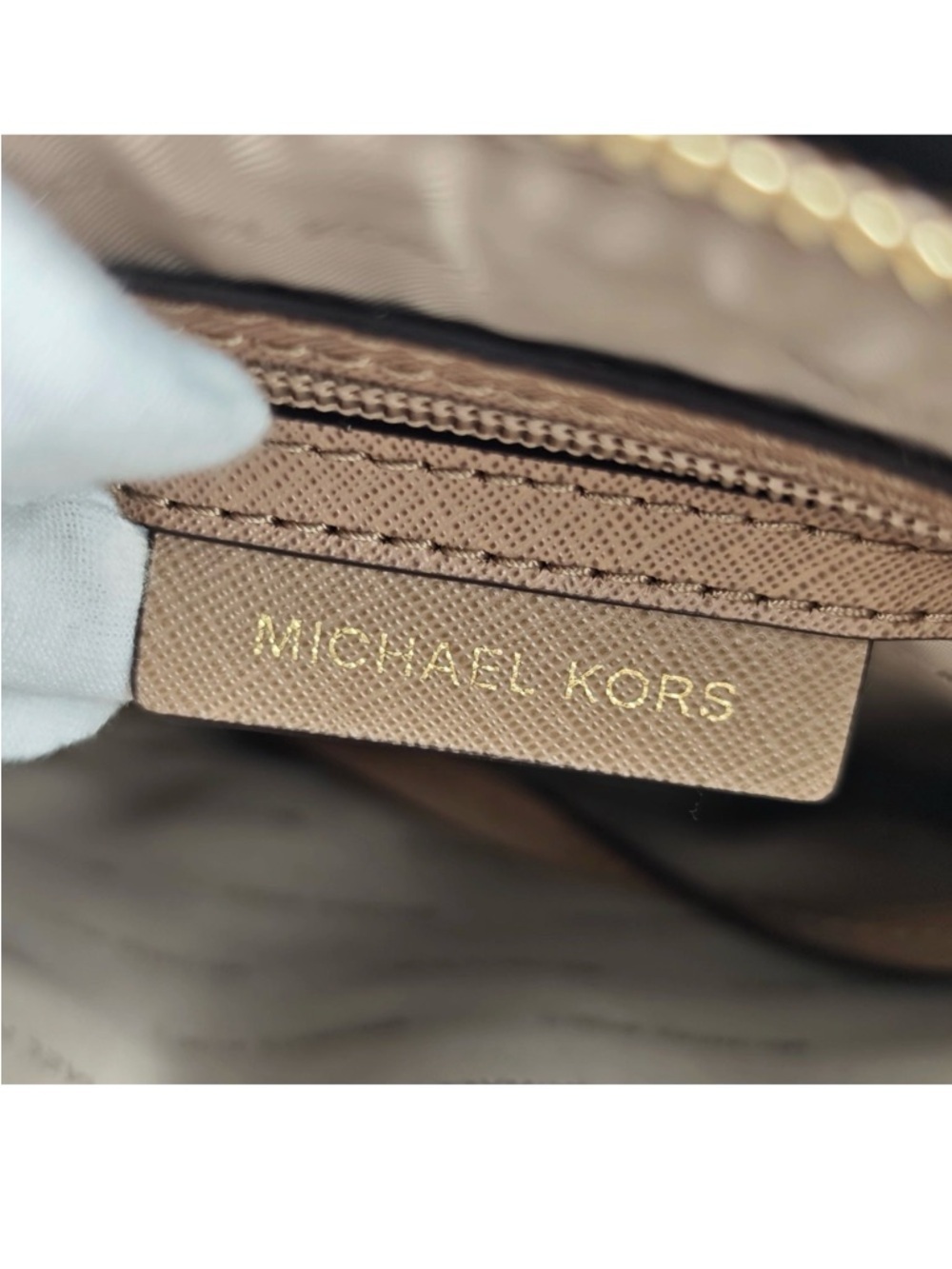 Michael Kors Taupe Leather Satchel with Padlock Charm - Picture 2 of 8